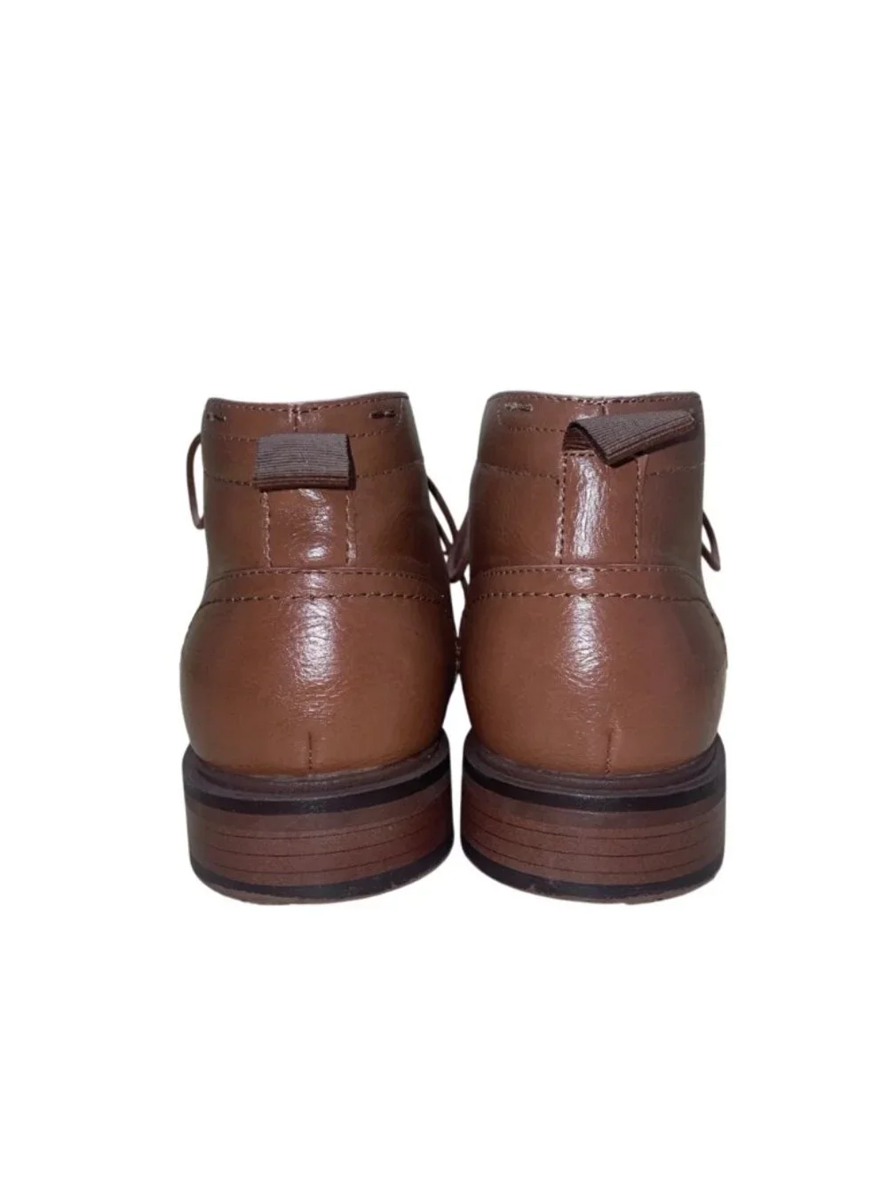Sonoma Men’s Cognac Brown Faux Leather Lace-Up Ortholite Aaron Ankle Boots Sz 8M